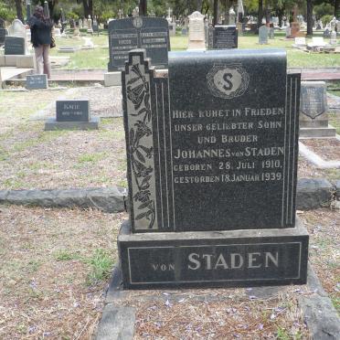 STADEN Johannes, von 1910-1939