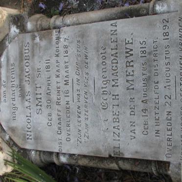 SMIT Nicolaas Jacobus 1811-1887 &amp; Elizabeth Magdalena VAN DER MERWE 1815-1892