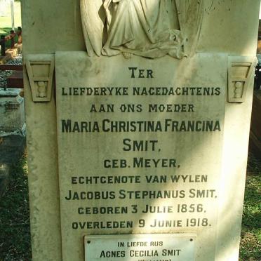 SMIT Maria Christina Francina MEYER 1856-1918 :: SMIT Agnes Cecilia nee WILLIAMS 1885-1956