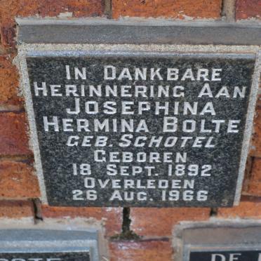 BOLTE Josephina Hermina nee SCHOTEL 1892-1966