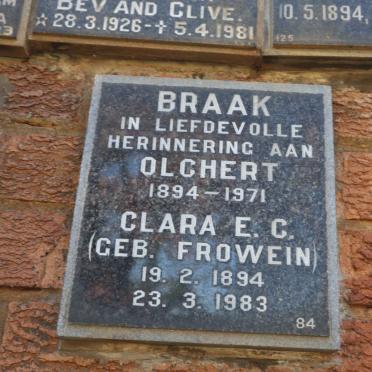 BRAAK Olchert 1894-1971 &amp; Clara E.C. FROWEIN 1894-1983