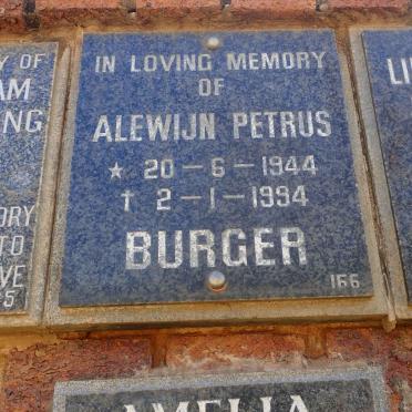 BURGER Alewijn Petrus 1944-1994