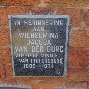 BURG Wilhelmina Jacoba, van der 1889-1974