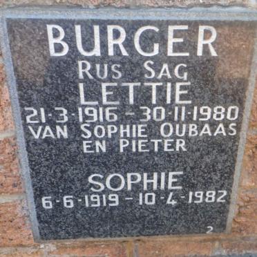BURGER Lettie 1916-1980 :: BURGER Sophie 1919-1982