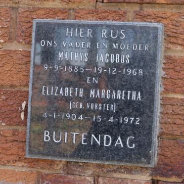 BUITENDAG Mathys Jacobus 1885-1968 &amp; Elizabeth Margaretha VORSTER 1904-1972