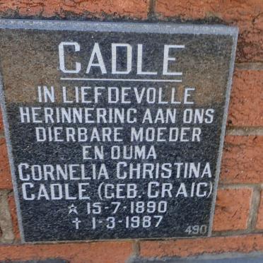 CADLE Cornela Christina nee CRAIG 1890-1987