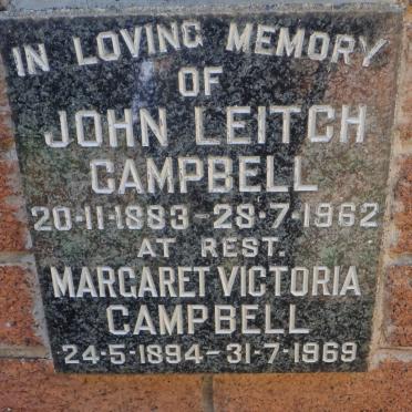 CAMPBELL John Leitch 1883-1962 &amp; Margaret Victoria 1894-1969