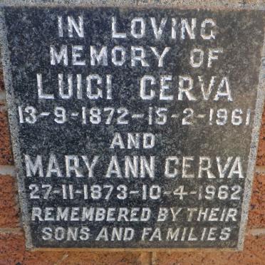 CERVA Luigi 1872-1961 &amp; Mary Ann 1873-1962