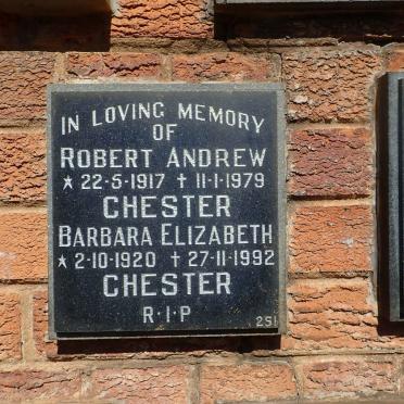 CHESTER Robert Andrew 1917-1979 &amp; Barbara Elizabeth 1920-1992