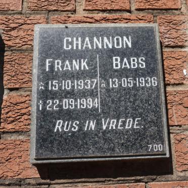 CHANNON Frank 1937-1994 &amp; Babs 1936-
