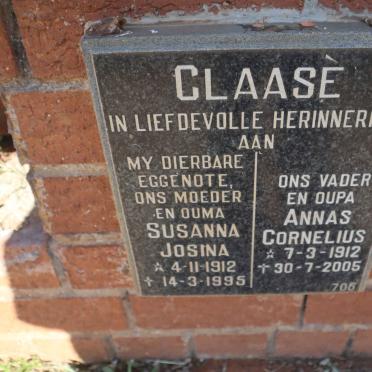 CLAASE Annas Cornelius 1912-2005 &amp; Susanna Josina 1912-1995