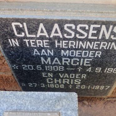 CLAASSENS Chris 1906-1997 &amp; Margie 1908-1981