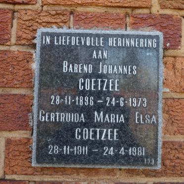 COETZEE Barend Johannes 1896-1973 &amp; Gertruida Maria Elsa 1911-1981