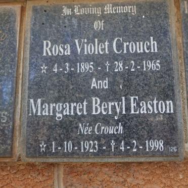 CROUCH Rosa Violet 1895-1965 :: EASTON Margaret Beryl nee CROUCH 1923-1998