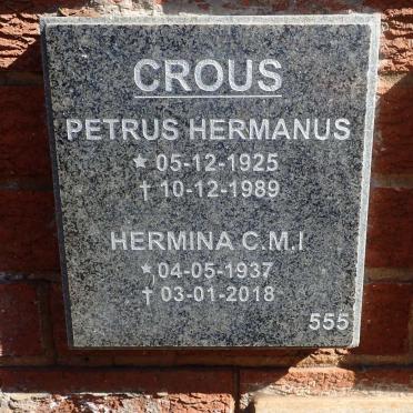 CROUS Petrus Hermanus 1925-1989 &amp; Hermina C.M.I. 1937-2018