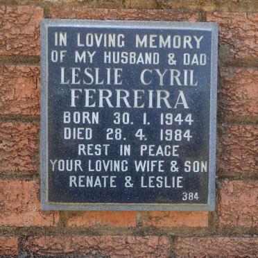 FERREIRA Leslie Cyril 1944-1984