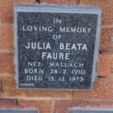 FAURE Julia Beata nee WALLACH 1910-1973