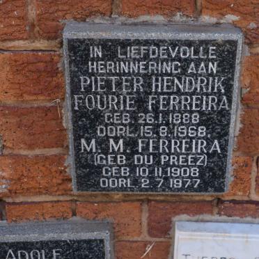 FERREIRA Pieter Hendrik Fourie 1888-1968 &amp; M.M. DU PREEZ 1908-1977