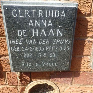 HAAN Gertrudia Anna, de nee VAN DER SPUY 1905-1991