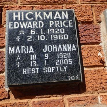 HICKMAN Edward Price 1920-1980 &amp; Maria Johanna 1920-2005