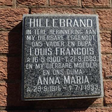 HILLEBRAND Louis Francois 1900-1989 &amp; Anna Maria 1915-1993