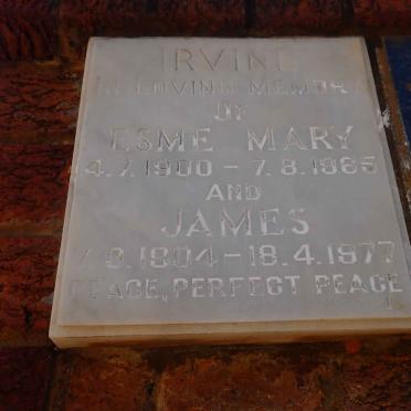 IRVINE James 1904-1977 &amp; Esme Mary 1900-1965