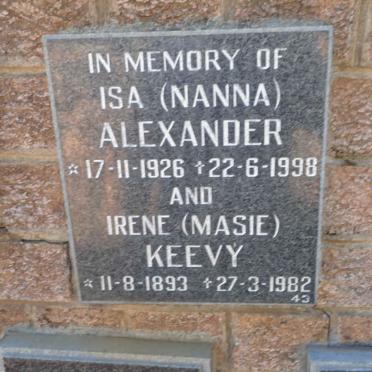 KEEVY Irene 1893-1982 :: ALEXANDER Isa 1926-1998