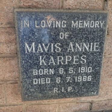 KARPES Mavis Annie 1910-1966