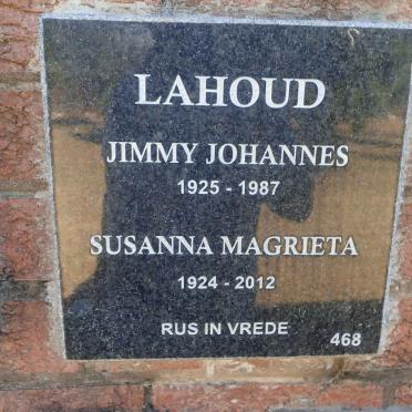 LAHOUD Jimmy Johannes 1925-1987 &amp; Susanna Magrieta 1924-2012