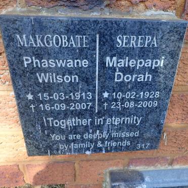 MAKGOBATE Phaswane Wilson 1913-2007 :: SEREPA Malepapi Dorah 1928-2009