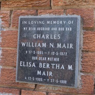 MAIR Charles William N. 1905-1972 &amp; Elisa Bertha M. 1905-1998