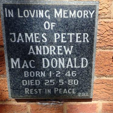 MACDONALD James Peter Andrew 1946-1980