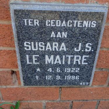 MAITRE Susara J.S., le 1922-1986