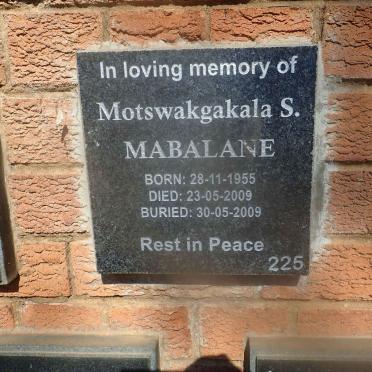 MABALANE Motswakgakala S. 1955-2009