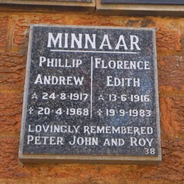 MINNAAR Phillip Andrew 1917-1968 &amp; Florence Edith 1916-1983