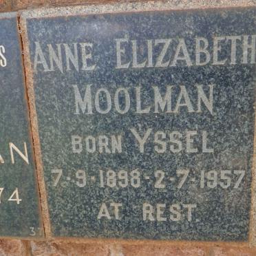 MOOLMAN Anne Elizabeth nee YSSEL 1898-1957