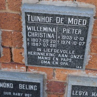 MOED Pieter, TUINHOF DE 1905-1974 &amp; Wilhelmina Christina 1907-1987