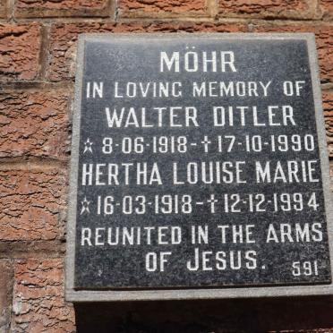 MOHR Walter Ditler 1918-1990 &amp; Hertha Louise Marie 1918-1994