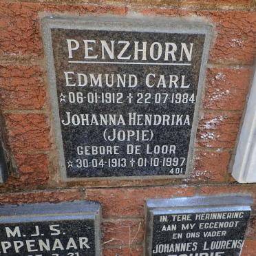 PENZHORN Edmund Carl 1912-1984 &amp; Johanna Hendrika DE LOOR 1913-1997
