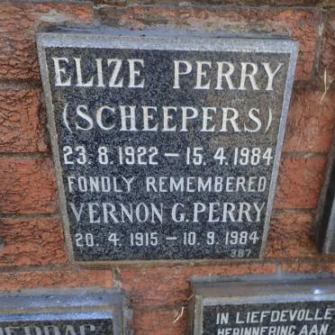 PERRY Vernon G. 1915-1984 &amp; Elize SCHEEPERS 1922-1984