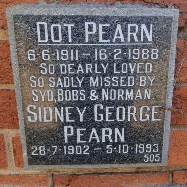 PEARN Sidney George 1902-1993 &amp; Dot 1911-1988