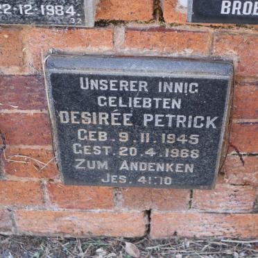 PETRICK Desiree 1945-1968