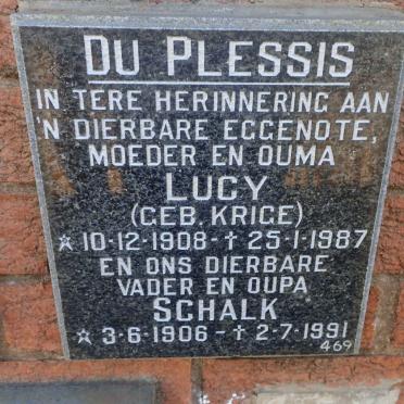 PLESSIS Schalk, du 1906-1991 &amp; Lucy KRIGE 1908-1987