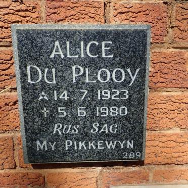 PLOOY Alice, du 1923-1980