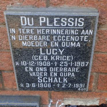 PLESSIS Schalk, du 1906-1991 &amp; Lucy KRIGE 1908-1987