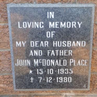 PLACE John McDonald 1935-1980