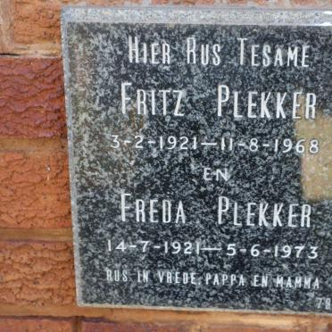 PLEKKER Fritz 1921-1968 &amp; Freda 1921-1973