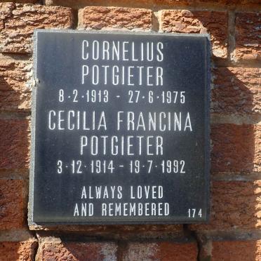POTGIETER Cornelius 1913-1975 &amp; Cecilia Francina 1914-1992