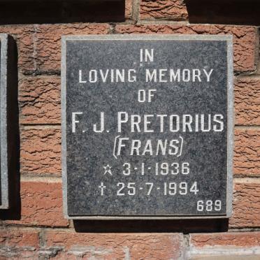PRETORIUS F.J. 1936-1994