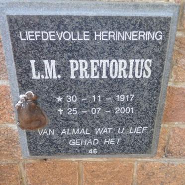 PRETORIUS L.M. 1917-2001